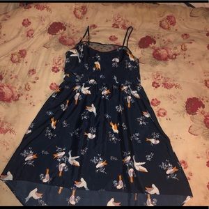 High-Low Spaghetti Strap Bird Dress